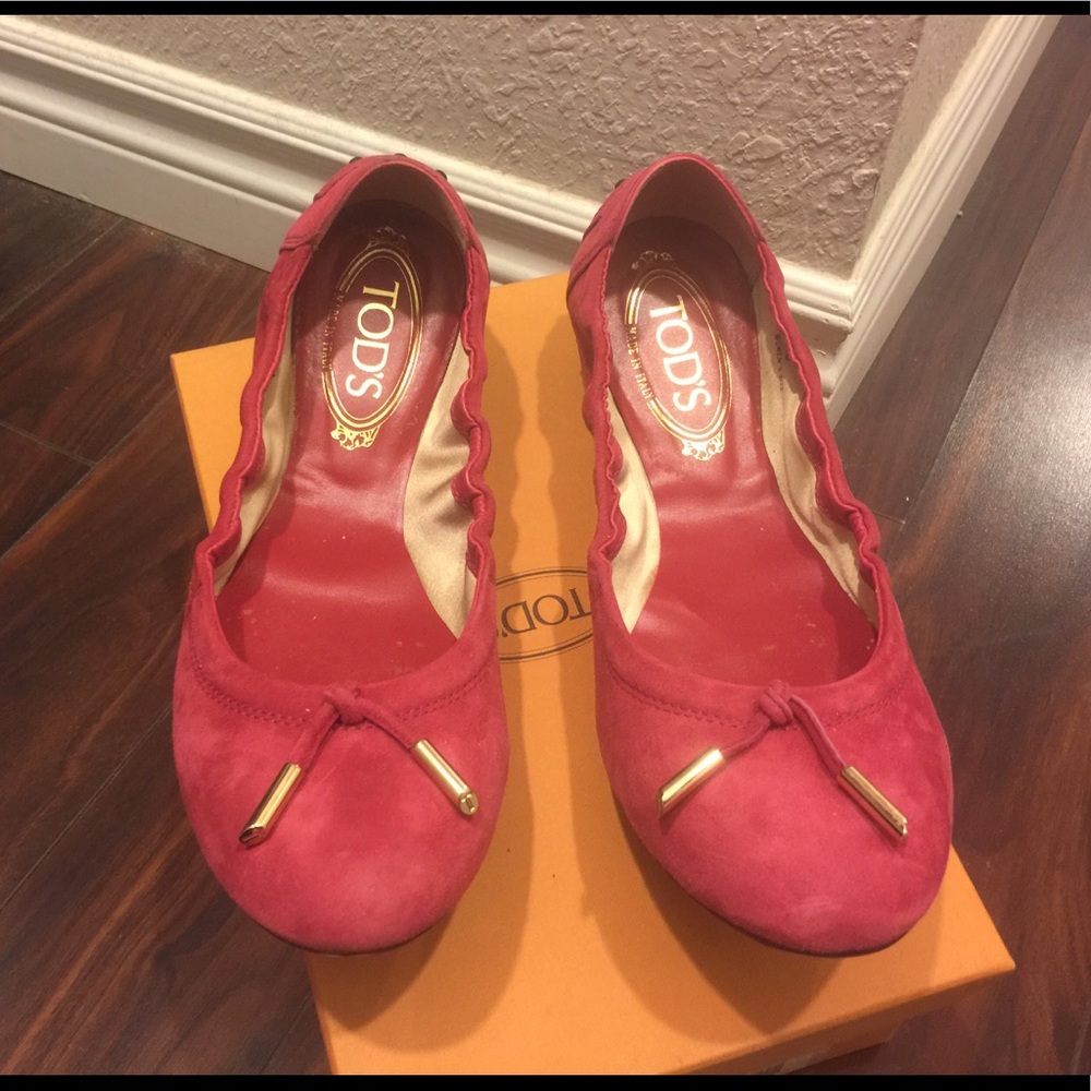 Tod's Women's Red Suede Loafers